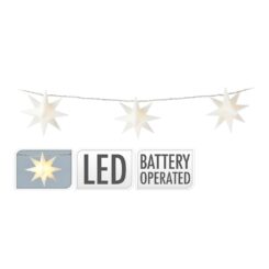Grinalda a pilhas fixa 10 leds branco quente estrelas decorativas Ø8cm IP20 1,8m cores/modelos sortidos