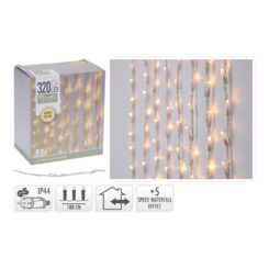 Cortina 320 leds branco quente com 5 funções IP44 1x2m