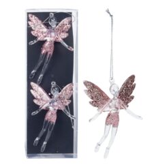 KIT 2un enfeite fada rosa brilhante 8x3x13cm
