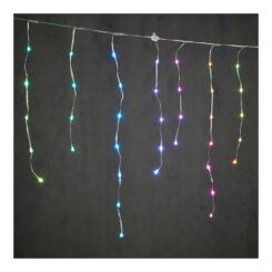 Cortina LED efeito carambina, 150 leds multicor, IP44 300x70cm