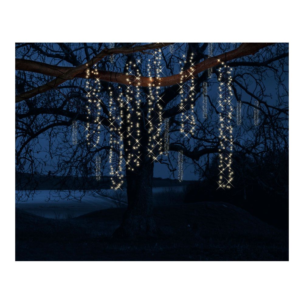LUMINEO Cortina multifunções, exterior, especial para árvores, formato cascata, luz quente, 480 LEDs, 2 m - Image 4