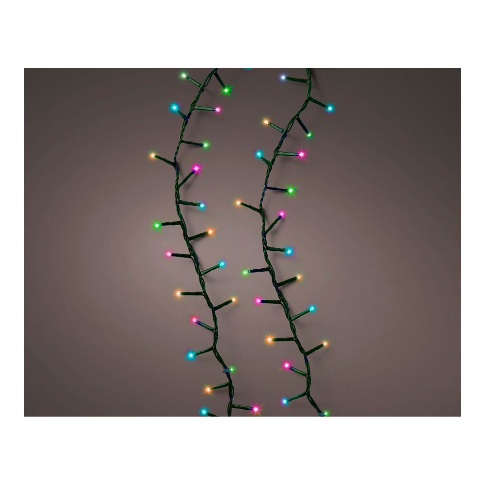NULL Guirlanda multifuncional, uso externo, LED compacto, multicolorido pastel, cabo verde, 500 LEDs, 16 m