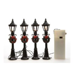 LUMINEO Lanternas para cenas de Natal, conjunto de 4 peças, ø2,5 x 12 cm, 4 LEDs