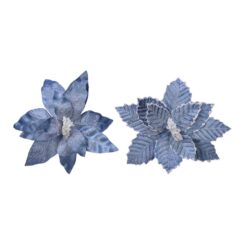 NULL Poinsétia de poliéster efeito congelado azul ø34x6cm cores/modelos sortidos