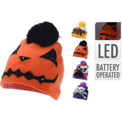 Gorro de halloween com luz LED, multicolor, 6 LED, a pilhas, 4 modelos
