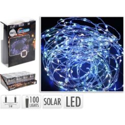 Grinalda micro LED, branco frio, 100 leds, solar, IP44 7m