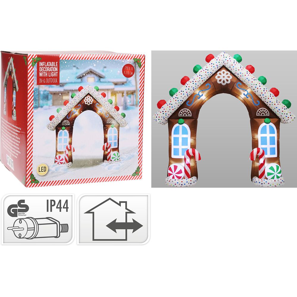 Casa de doces insuflável com LED, IP44, 290 x 70 x 270 cm
