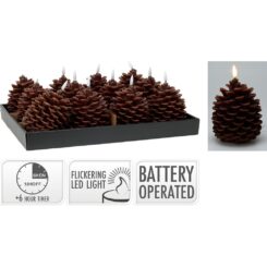 Vela de cera LED com efeito de chama em formato de abacaxi, castanho, 13cm