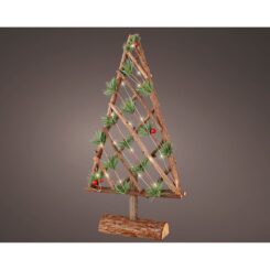 Árvore decorativa em madeira micro leds, 48 cm