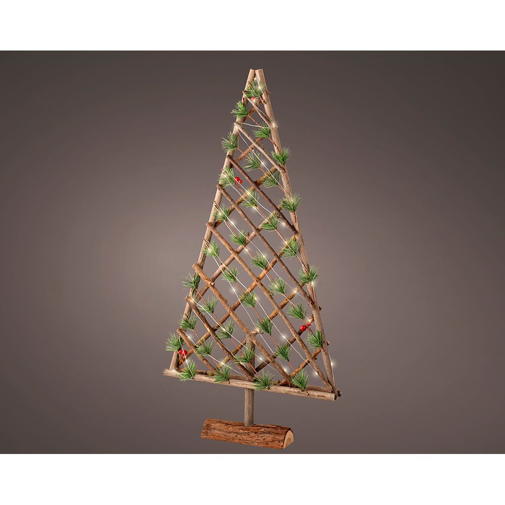 Árvore decorativa em madeira micro LED, 80 cm