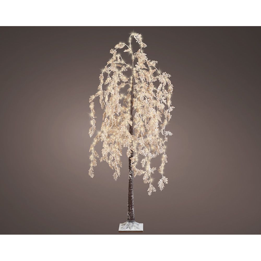 Salgueiro neve micro LED, Ø80cm x 210cm branco quente