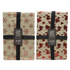 Naperom com estampados de natal vermelhos, 32X150cm. 2 estampados.