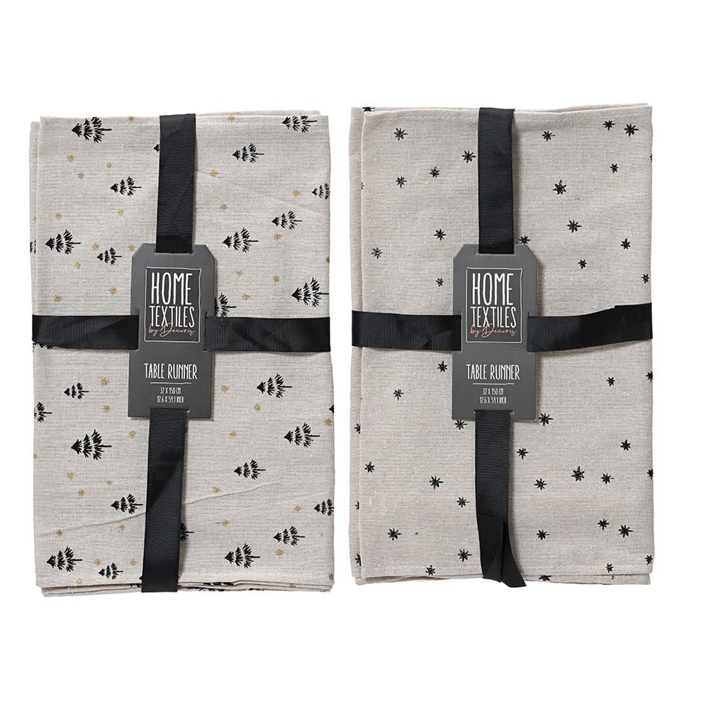 Naperom com estampados pretos, 2 modelos, 32 x 150 cm
