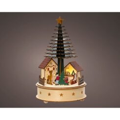 Casinha microled com árvore de natal, com música e movimento, Ø15 x 25 cm