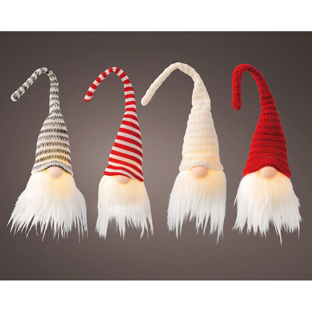 Gnomo LED gorro flexível, cores sortidas, LUZ fixa, 6 x 7 x 23 cm