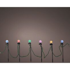 Grinalda micro leds intermitente, 20 luzes com estaca, branco quente/multicor IP44 14,5m