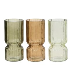 Jarra de vidro tubular ondulado, vidro, 3 cores Ø11x23cm