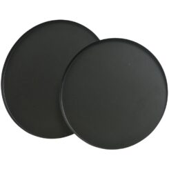 Bandejas redondas em aço preto mate, 2 tamanhos, Ø35 cm e Ø30 cm