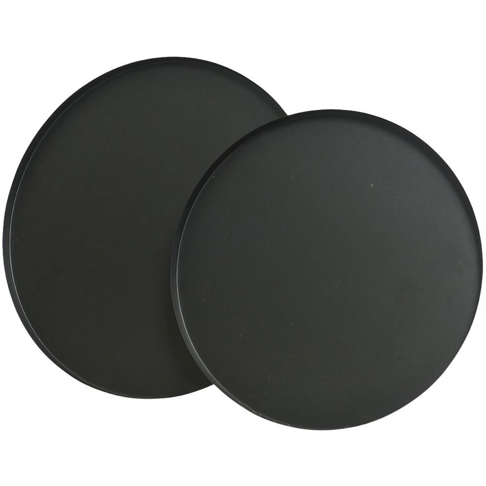 Bandejas redondas em aço preto mate, 2 tamanhos, Ø35 cm e Ø30 cm
