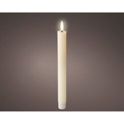 Vela de cera LED bege, relevo ø2,2 x 24,5 cm. pacote 2 unidades
