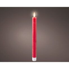 Vela de cera LED vermelha, Ø2,2 x 24,5 cm. pack 2 unidades
