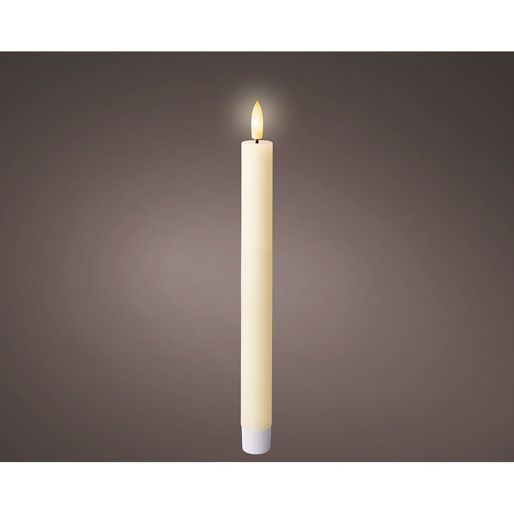 Vela LED de cera bege Ø2,2 x 24,5 cm. pack 2 unidades