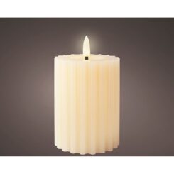 Vela de cera LED com efeito de chama, COR bege, superfície em relevo Ø7,5 x 12,3 cm