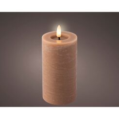 Vela de cera LED castanho Ø7 x 15 cm
