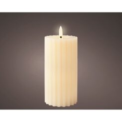 Vela de cera LED com efeito de chama, COR bege, superfície em relevo Ø7,5 x 17,3 cm