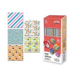 Papel de embrulho sortido, 5 modelos infantil, 70x100cm (vende-se só em caixas 50 unidades)