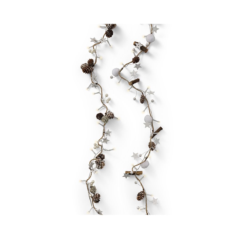 Grinalda de pinhas e estrelas, 24 leds, LUZ quente, interior, 1,20 m - Image 3