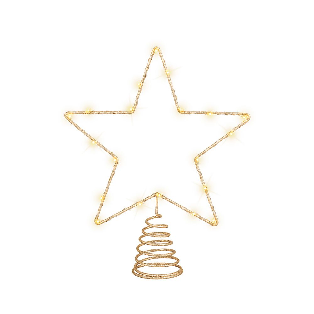 Decoração estrela para árvore de Natal, dourada, 20 LEDs, 23 x 6 x 25,5 cm - Image 3