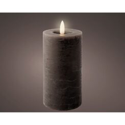 Vela de cera LED, cor cinza antracite, superfície rústica, ø7 x 15 cm