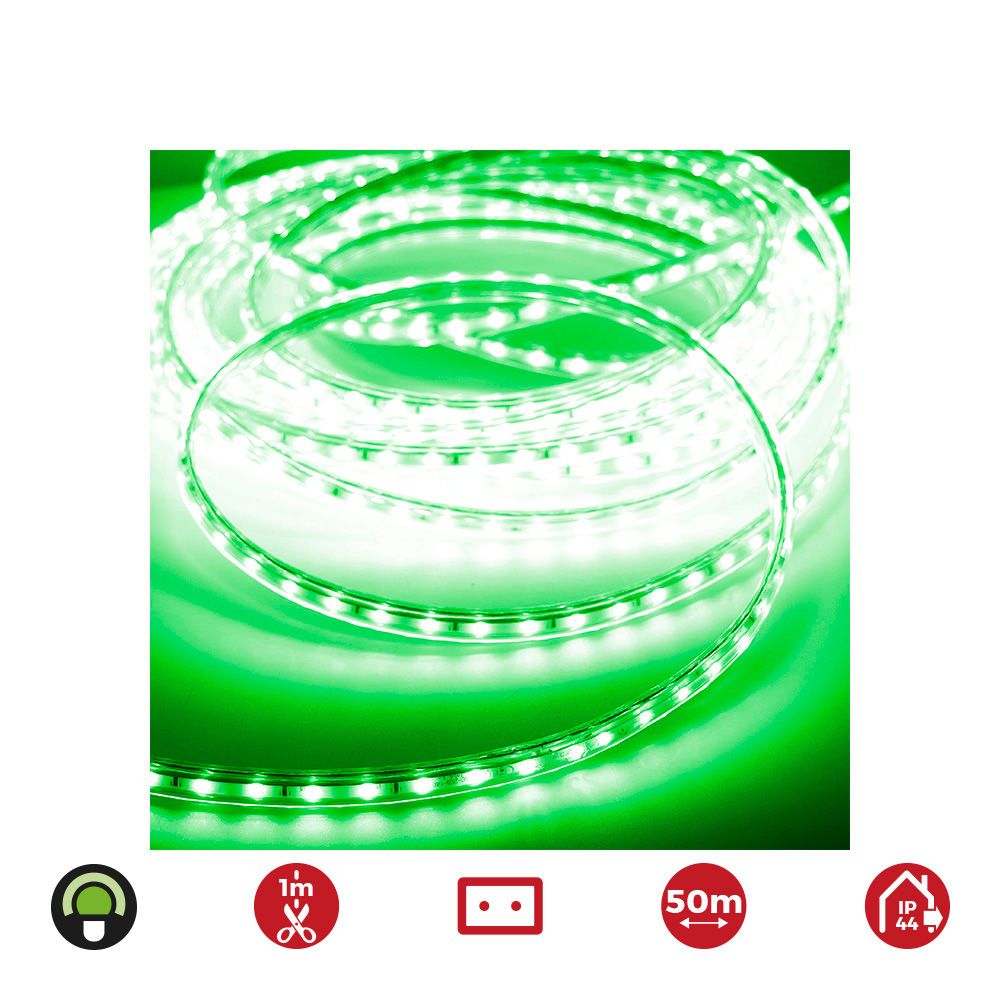 Tira LED 50m. 60 leds/m 4,2W/m verde IP44 EDM 220-240V (USO interior-exterior)