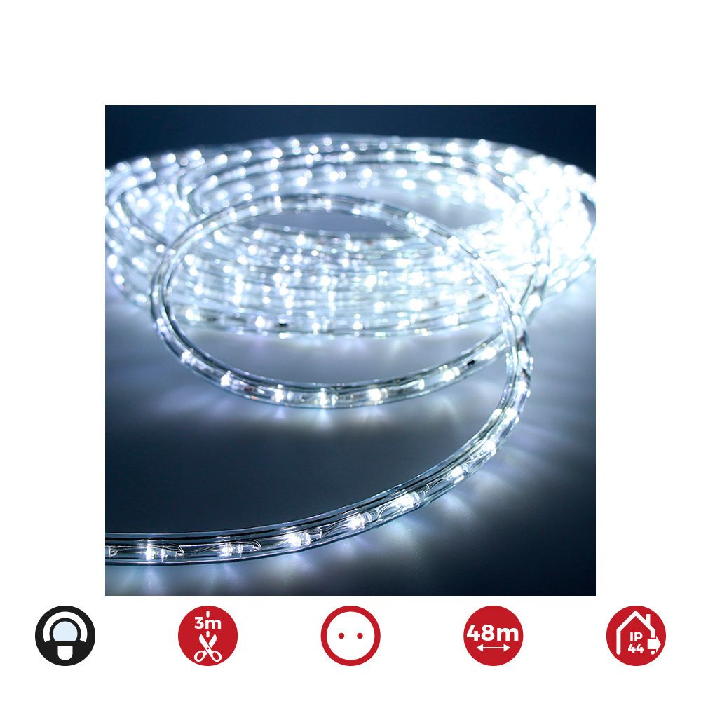 Tubo flexiled 36 leds/m branco frio, 2 vias multifunções, IP44 48m