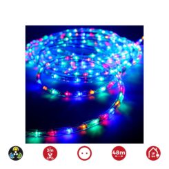Tubo flexiled 36 leds/m multicor, 2 vias multifunções IP44  48m