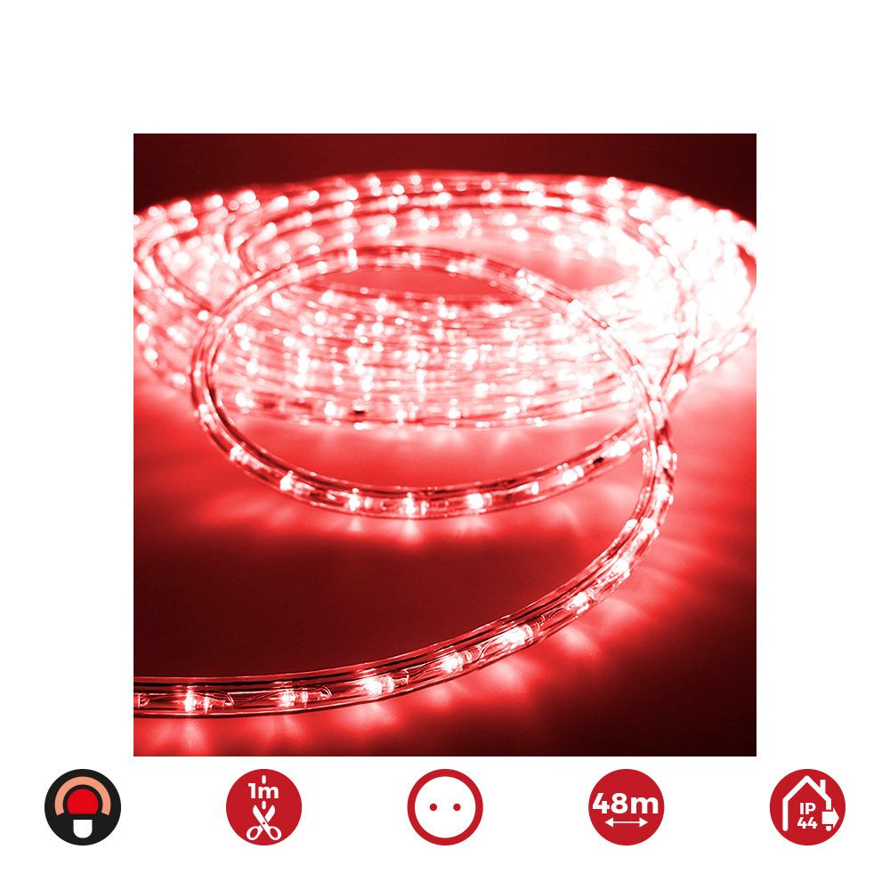 Tubo flexível fixo de 2 vias 48m. 30 led/m IP44 vermelho