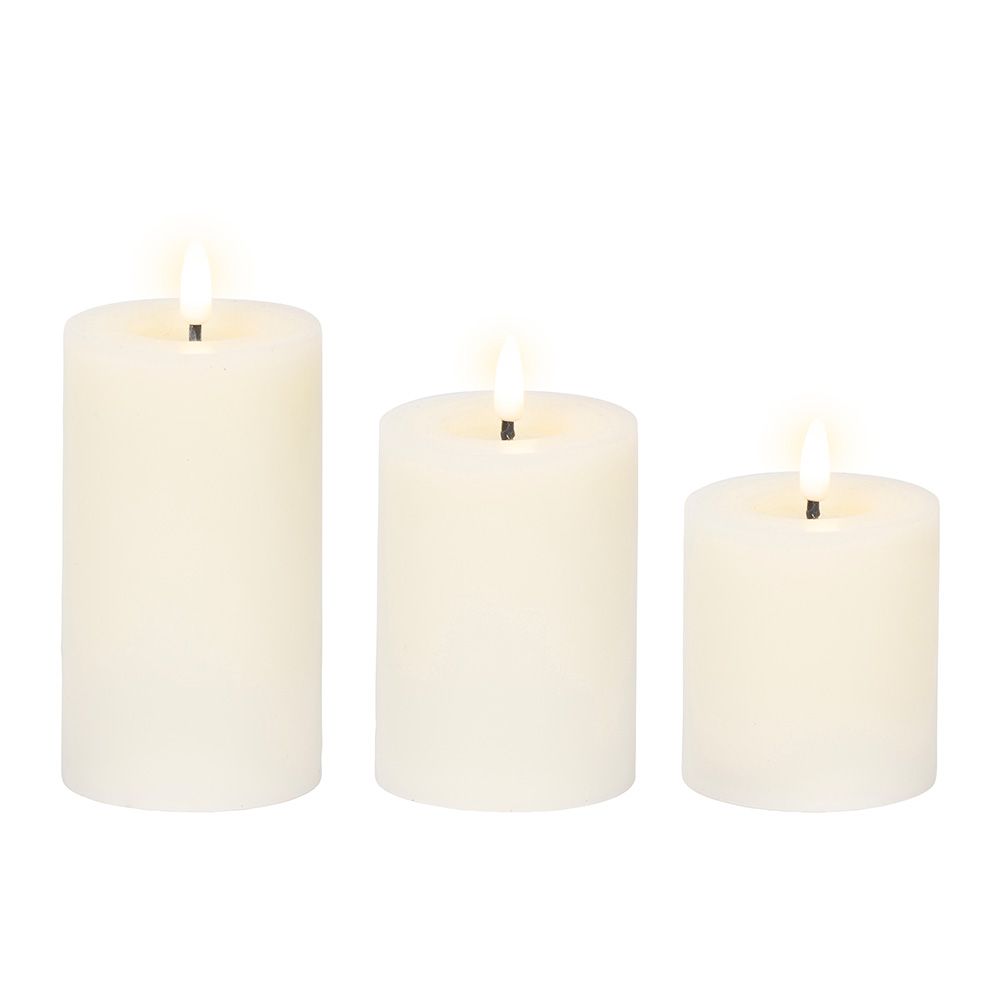 Vela de cera LED branca ø7 cm com diferentes alturas, 3 peças - Image 2