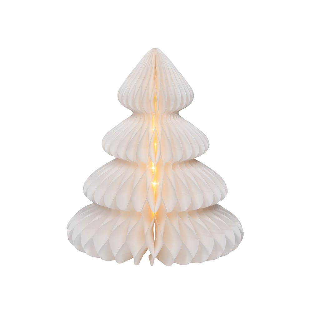 Árvore de papel branco, 40 LEDs, ø42 x 48 cm