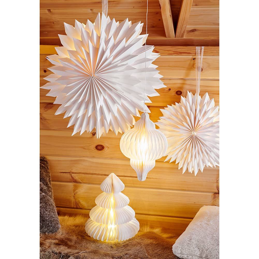 Árvore de papel branco, 40 LEDs, ø42 x 48 cm - Image 3