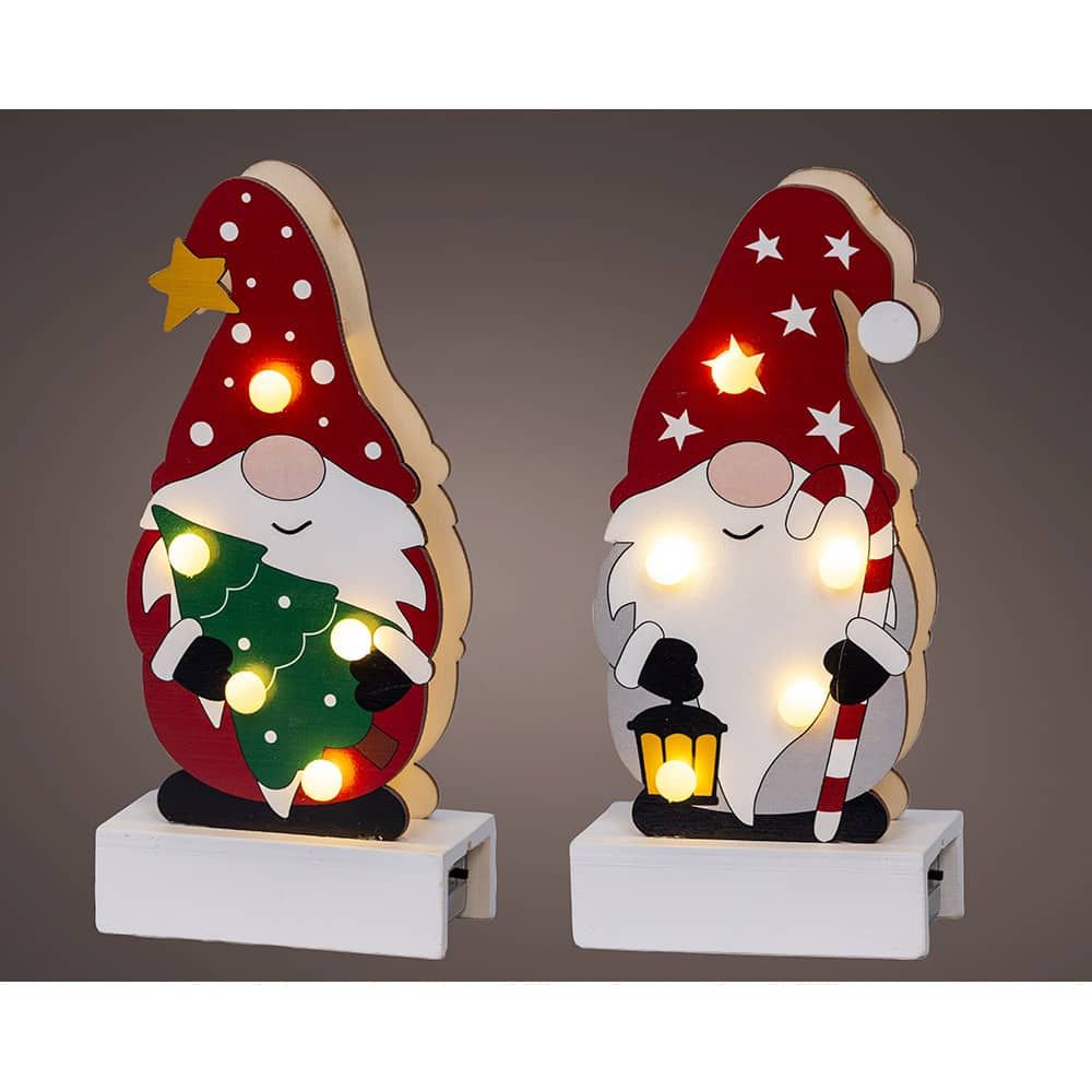 Figura gnomo de madeira com LED 8,50 x 4,50 x 18 cm, modelos variados - Image 2