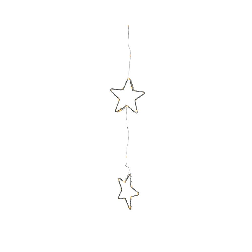 Cortina LED com estrelas, fixa, luz quente, 252 LEDs, exterior, 2 m cor prata