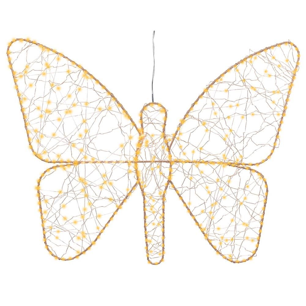Luz LED decorativa borboleta metálica 436 LED, exterior, microLED, ouro 43 x 58 cm - Image 2