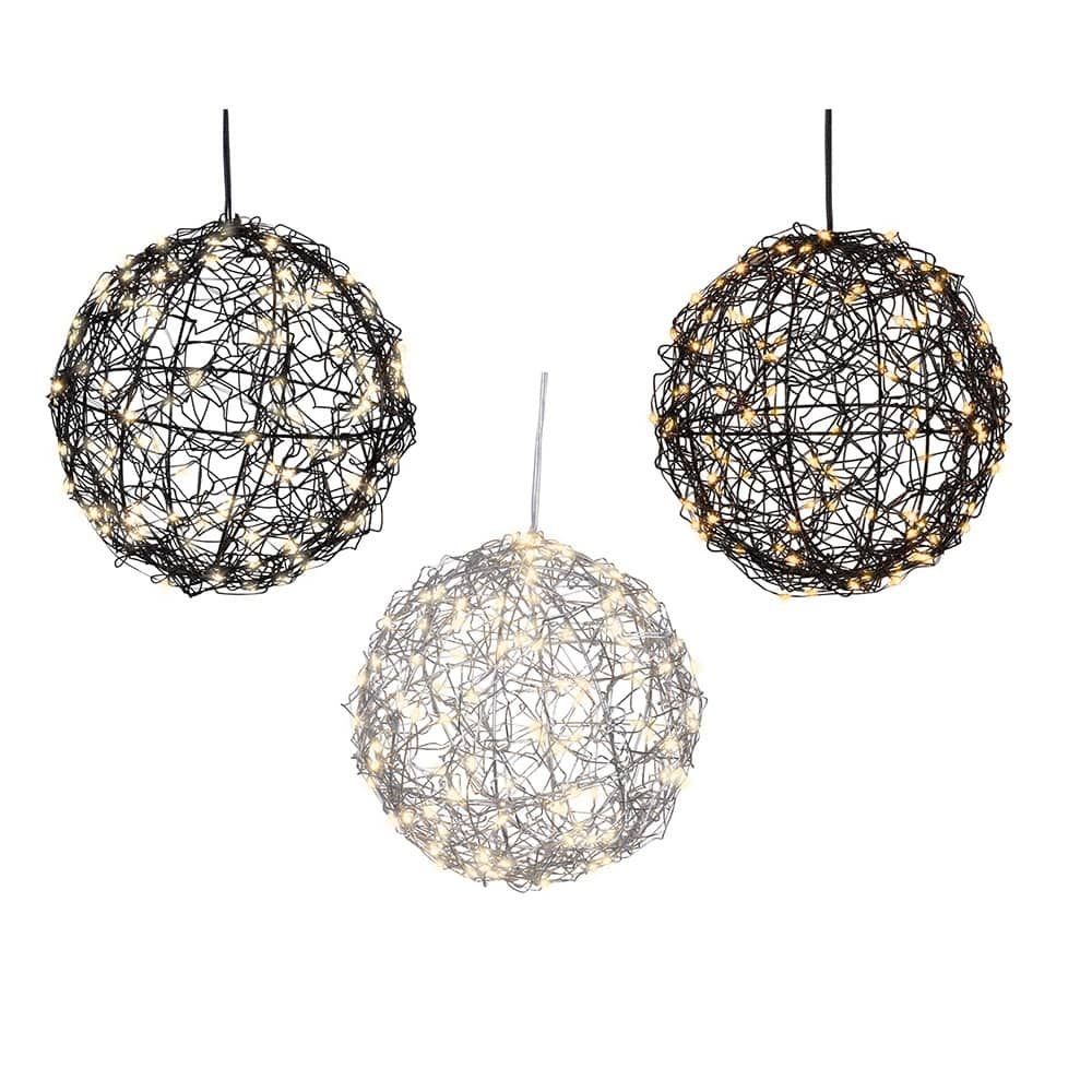 Bola LED metálica, cores sortidas, exterior, ø15 cm