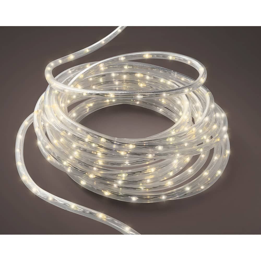 Luzes de corda LED brancas quentes, uso externo, 567 LEDs, 8 funções, fio prateado, 9 m