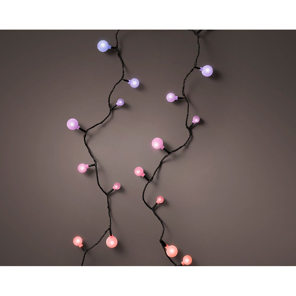 Guirlanda multifuncional, uso externo, cereja, multicolorido, cabo preto, 120 LEDs, 9 m