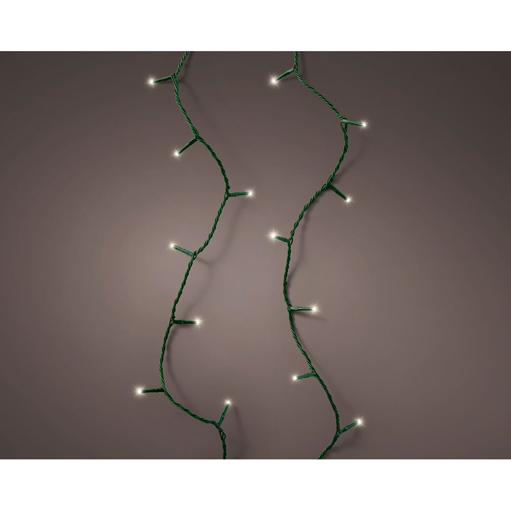 Guirlanda de conexão LED multifuncional (interconectável) 250 LEDs luz quente com efeito intermitente verde exterior 18,7 m