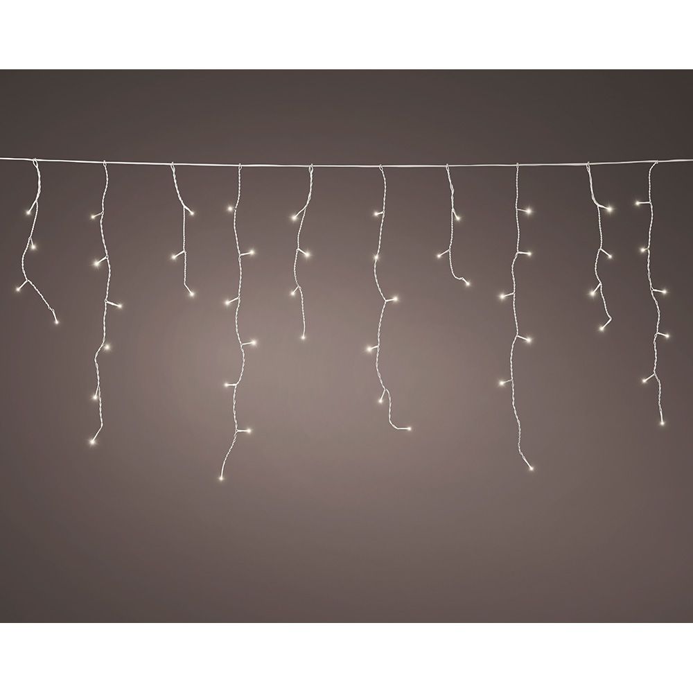 Cortina multifuncional, externa, interconectável, formato de gelo, luz quente, 250 LEDs, 7,35 m