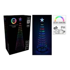 Árvore de Natal com 154 LEDs RGB pretos, exterior, ø?50 x 150 cm