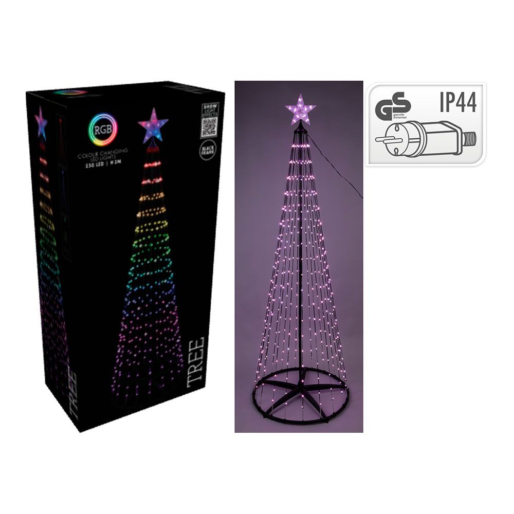 Árvore de Natal com 550 LEDs RGB, preto, ø103 x 300 cm